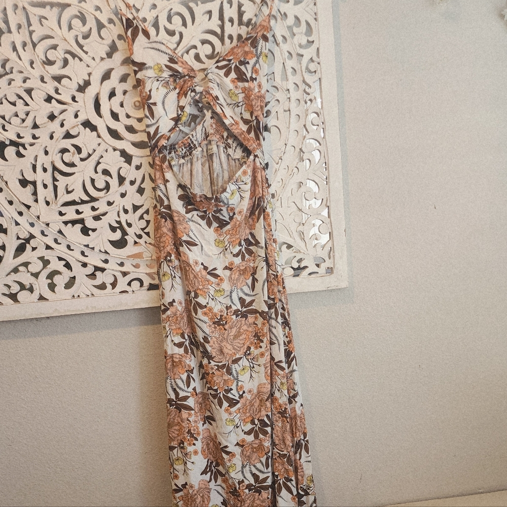MAAJI CREMON AURORA TROPICAL FLORAL MAXI DRESS FRONT OPENING SIZE LARGE - Picture 5 of 16